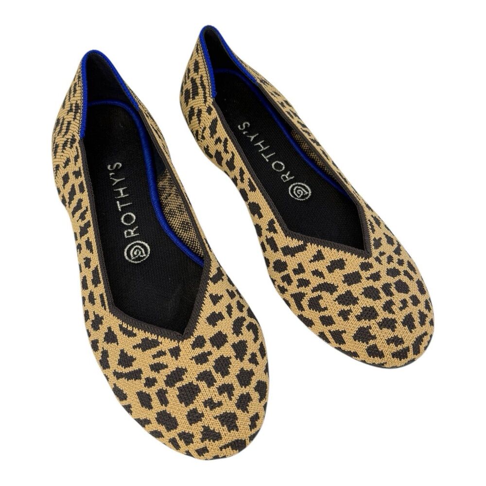 Rothy's The Flat Shoes Round Toe Animal Print Upper Gray Sole Womens Size 8.5